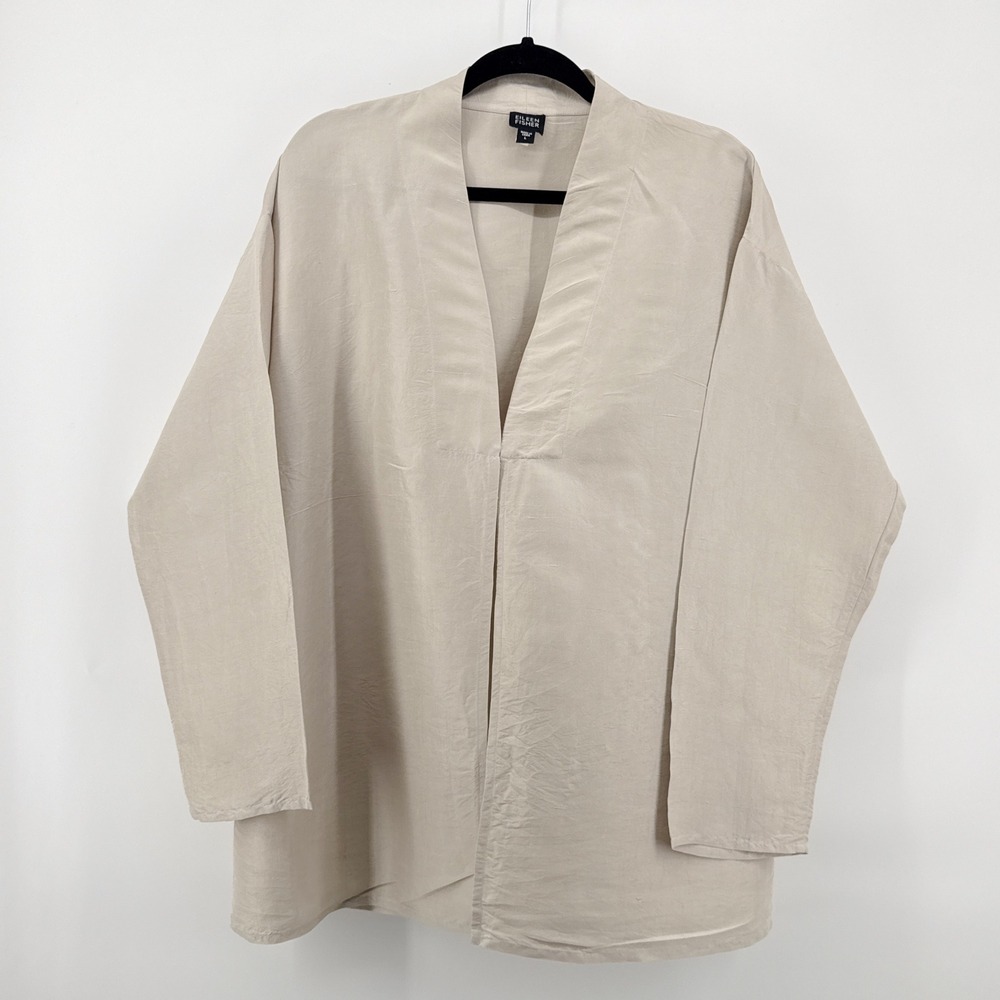 Eileen Fisher Silk Kimono Cream Jacket